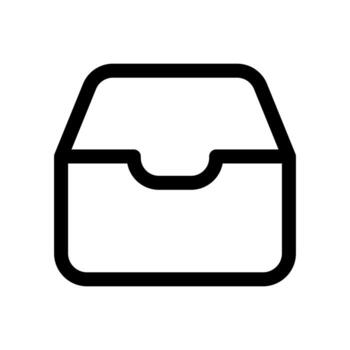 An outline icon of a storage box, representing an archive or packed files. vector