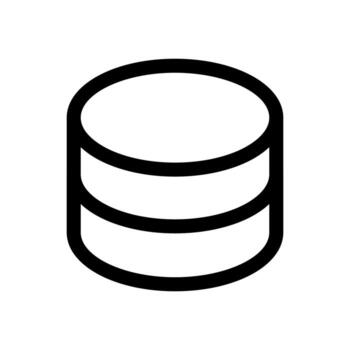 un contorno icono de apilado cilindros, simbolizando un base de datos o servidor. vector