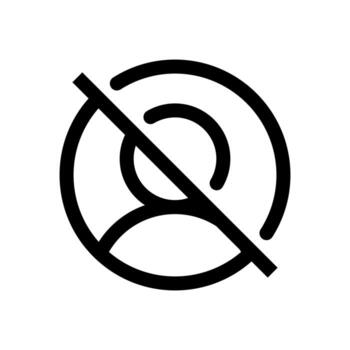 A linear graphic of a user profile with a prohibition sign, indicating a block user. vector