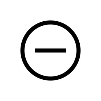 An outline icon of a minus sign enclosed in a circle, signifying a minus action. vector