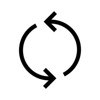 A linear graphic of a circular arrow, symbolizing refresh or reload. vector