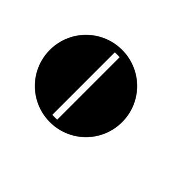 A solid icon of a circle with a diagonal line, symbolizing a block or prohibition. vector