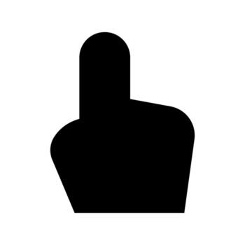 A solid icon of a hand with the index finger extended, symbolizing a point or selection. vector