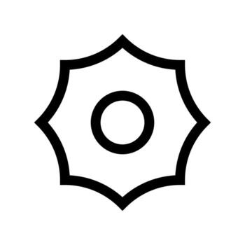 A simple line icon of the sun with rays, often used for brightness or weather. vector