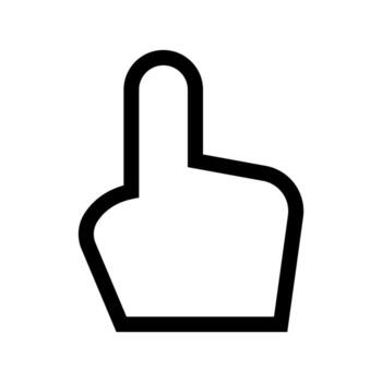 An outline icon of a hand with the index finger extended, symbolizing a point or selection. vector