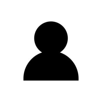 A bold solid icon representing a generic user profile or account detail. vector