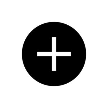A filled graphic of a plus sign enclosed in a circle, signifying an add action. vector