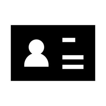 A simple filled icon of a document with a profile, symbolizing a user ID or badge. vector