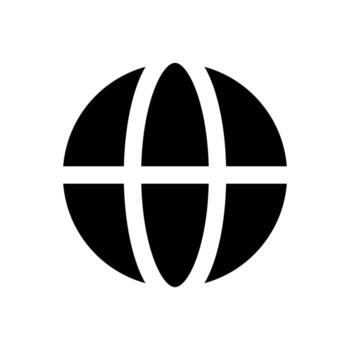 A simple filled icon of the earth globe, representing worldwide or global scope. vector