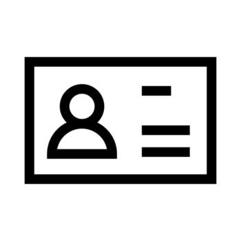 A simple line icon of a document with a profile, symbolizing a user ID or badge. vector