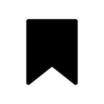 A simple filled icon of a folded ribbon, representing a bookmark or saved page. vector