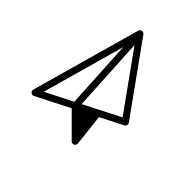 un lleno gráfico de un papel avión, simbolizando un mensaje enviar o envío. vector