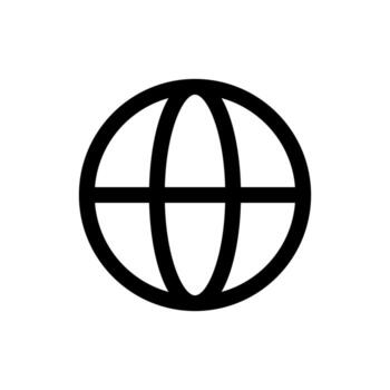 A simple line icon of the earth globe, representing worldwide or global scope. vector
