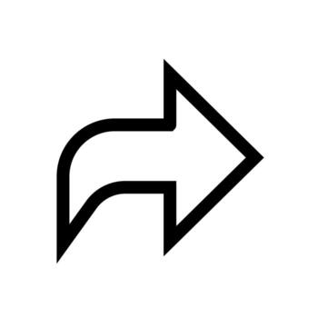 An outline icon of a curved arrow pointing left, signifying a back arrow or undo action. vector