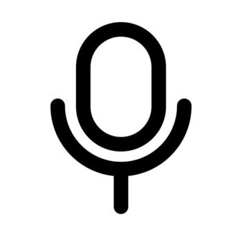A line-style icon of a microphone, symbolizing audio, voice, or recording. vector