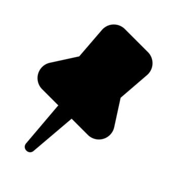 A solid-style icon of a pushpin, symbolizing attachment, marking, or fixing. vector