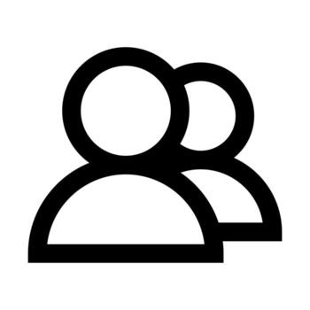 A line-style icon of multiple people, representing a team, community, or audience. vector