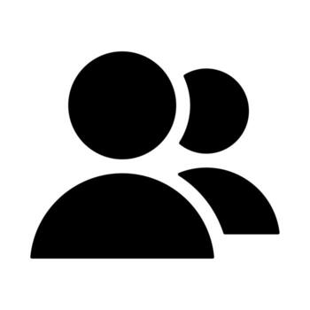 A solid-style icon of multiple people, representing a team, community, or audience. vector