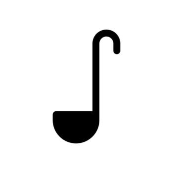 A simple filled icon of a deep-bowled ladle for serving soup. vector