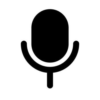 A solid-style icon of a microphone, symbolizing audio, voice, or recording. vector