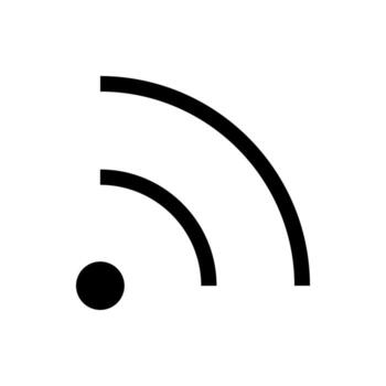 A filled graphic of radiating arcs, representing a Wifi connection or wireless network. vector