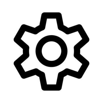 un estilo de línea icono de un dentado rueda, simbolizando ajustes, mecánica, o configuración. vector