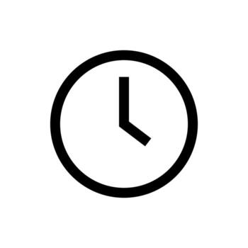 An outline icon of a circular clock face, representing time or schedule. vector
