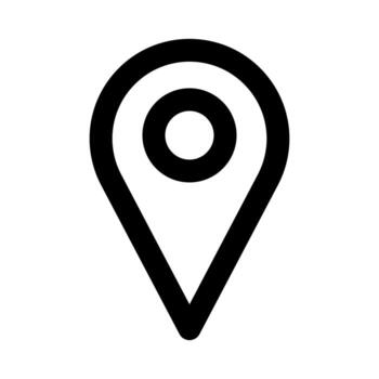 A line-style icon of a map marker, symbolizing location, map, or navigation. vector