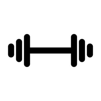 A line-style icon of a dumbbell, symbolizing fitness, strength, or exercise. vector
