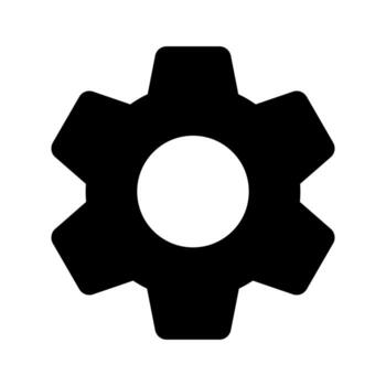 un estilo sólido icono de un dentado rueda, simbolizando ajustes, mecánica, o configuración. vector