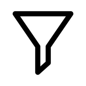 A line-style icon of a funnel, symbolizing sorting, filtering, or refining data. vector