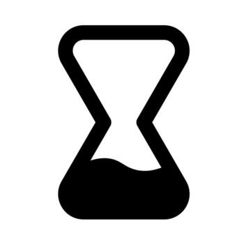 un estilo sólido icono de un reloj de arena, simbolizando esperar, Procesando, o transcurrido tiempo. vector