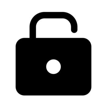 A solid-style icon of an open padlock, symbolizing unlocked access or status. vector