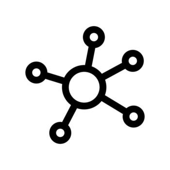 An outline symbol of a single atom with orbital electrons. vector