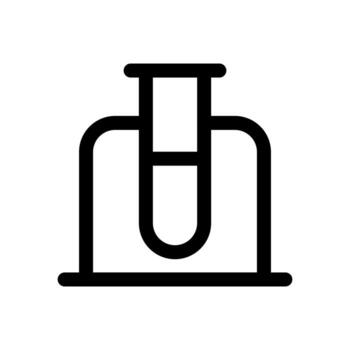 A simple line icon of a lab stand and clamp for holding glassware. vector