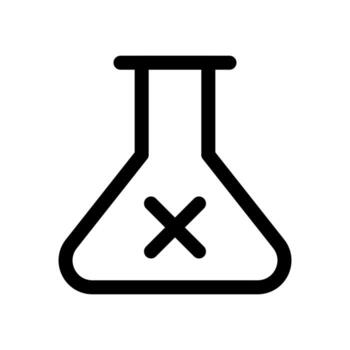 An outline icon of a conical Erlenmeyer flask for mixing and heating. vector