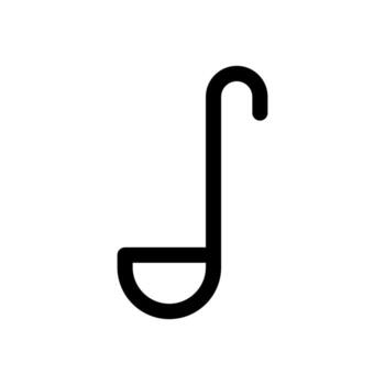 A simple line icon of a deep-bowled ladle for serving soup. vector