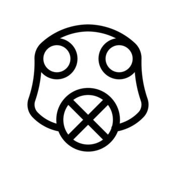 A simple line icon depicting a protective face shield for safety. vector