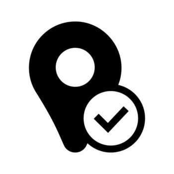 un sencillo lleno icono de un ubicación alfiler con un cheque marca, indicando comprobado ubicación o llegada. vector