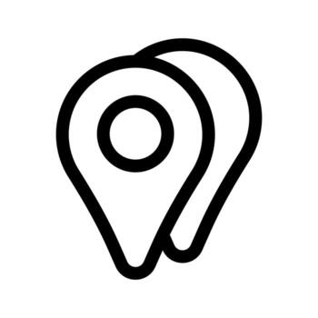 An outline icon of a pin with overlapping circles, representing multiple locations. vector