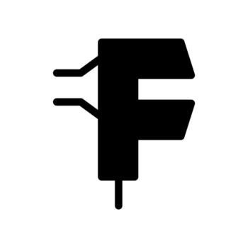 A simple filled icon of a caliper or measuring tool for precision. vector