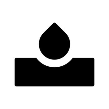 A filled graphic of a fluid drop falling, representing a chemical drop or titration. vector