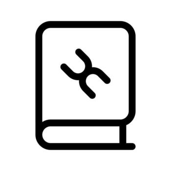 An outline icon of an open lab book or notebook for recording experiments. vector