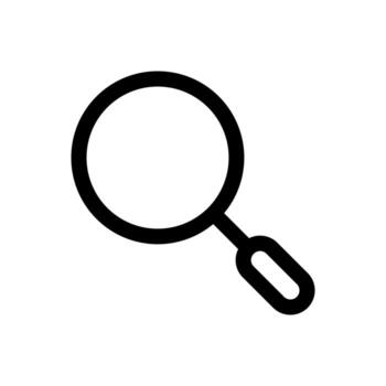 A simple line icon of a magnifying glass for observation or detail. vector