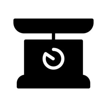 A solid icon of a digital science scale or precision balance. vector