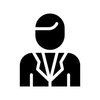A bold solid icon representing a scientist profile or laboratory professional. vector