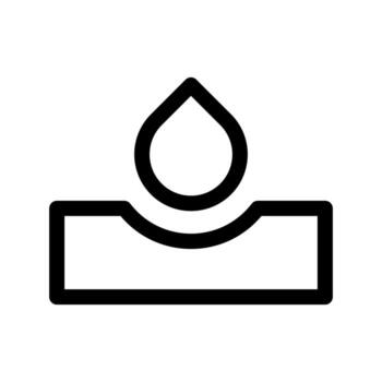 A linear graphic of a fluid drop falling, representing a chemical drop or titration. vector