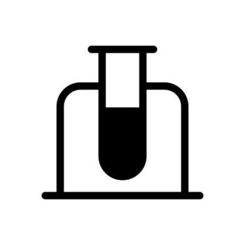 A simple filled icon of a lab stand and clamp for holding glassware. vector