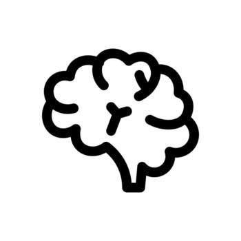 An outline icon of a human brain, symbolizing neuroscience or intellect. vector