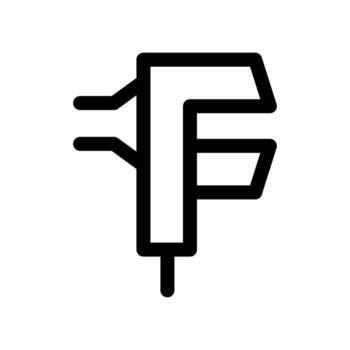 A simple line icon of a caliper or measuring tool for precision. vector